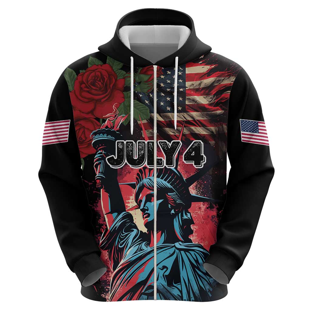 United States Independence Day Hoodie The 4th of July Statue of Liberty Retro Style LT03