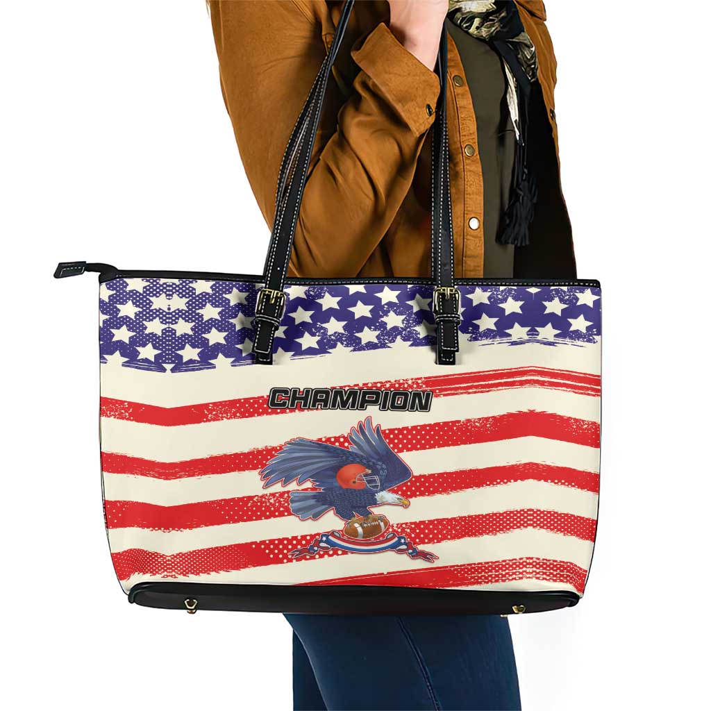 American Football Leather Tote Bag Go Champion 2024 LT03