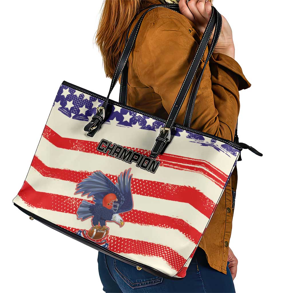 American Football Leather Tote Bag Go Champion 2024 LT03
