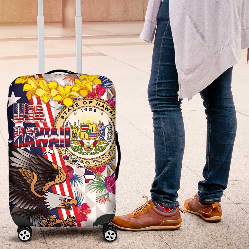 Hawaii and United States Together Luggage Cover Seal of Hawaii and Bald Eagle LT03