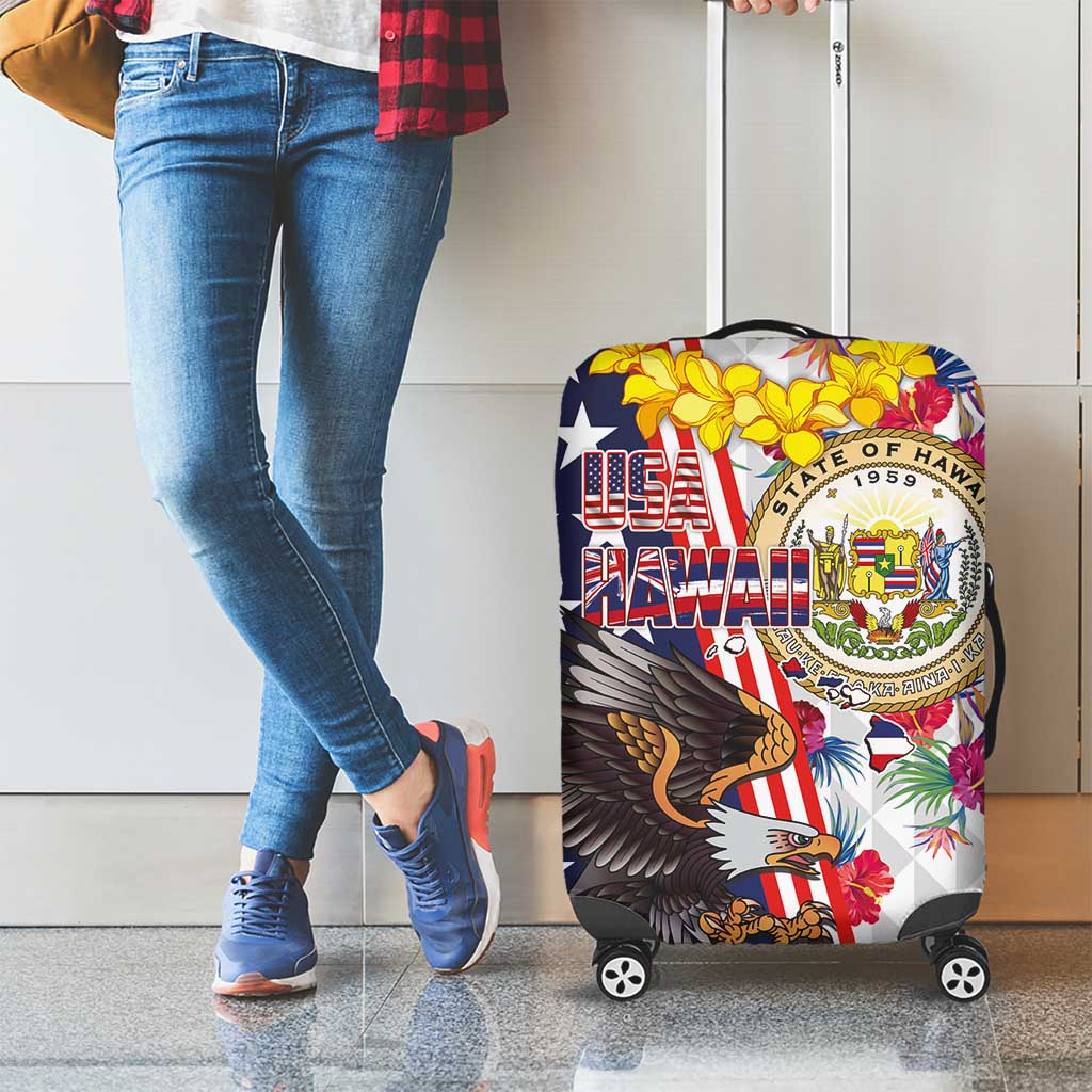 Hawaii and United States Together Luggage Cover Seal of Hawaii and Bald Eagle LT03