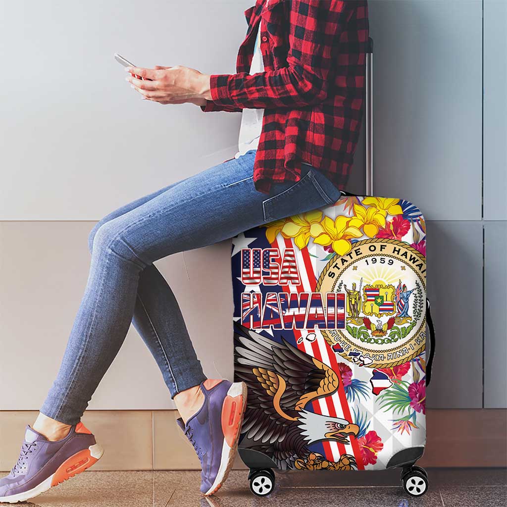 Hawaii and United States Together Luggage Cover Seal of Hawaii and Bald Eagle LT03