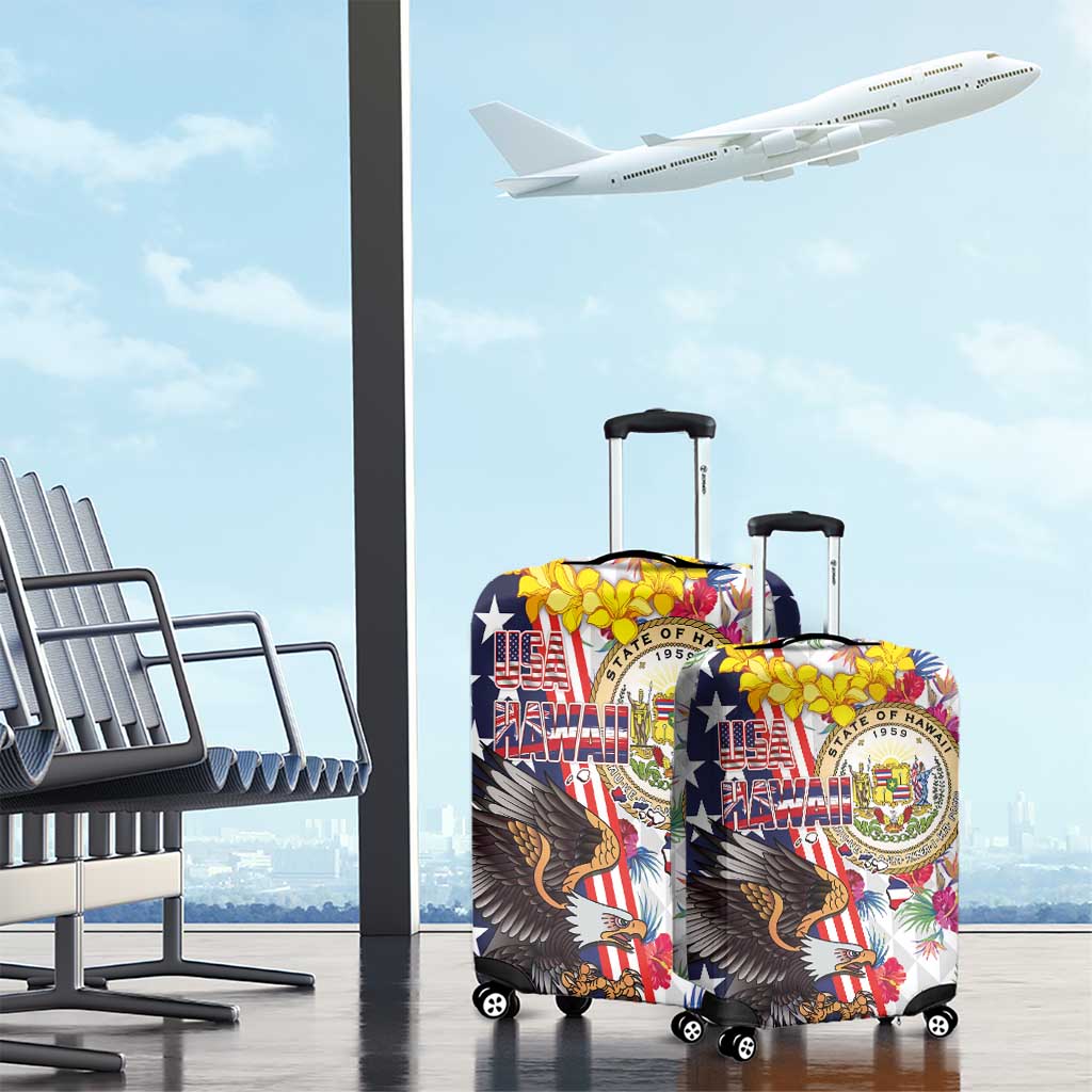 Hawaii and United States Together Luggage Cover Seal of Hawaii and Bald Eagle LT03
