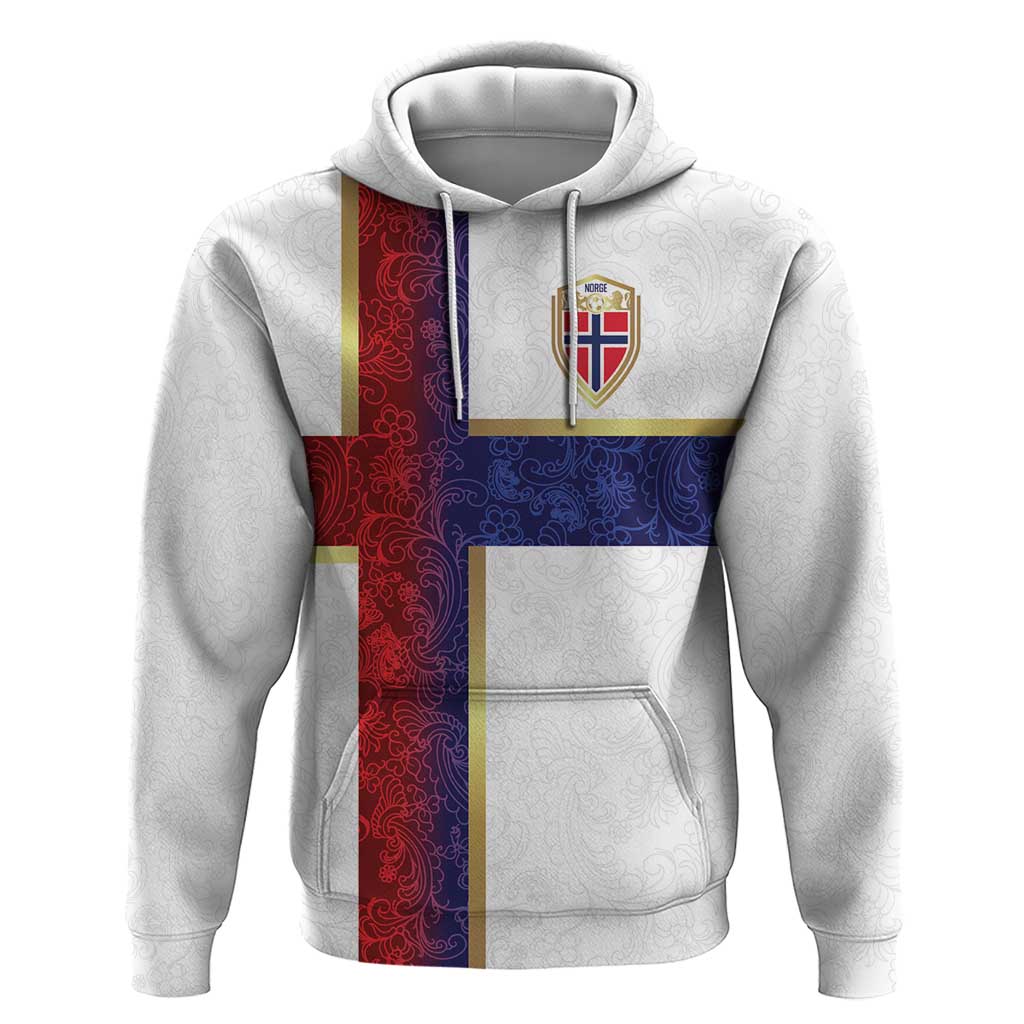 Custom Norway Football Hoodie Norwegian Flag Style with Rosemaling Pattern LT03