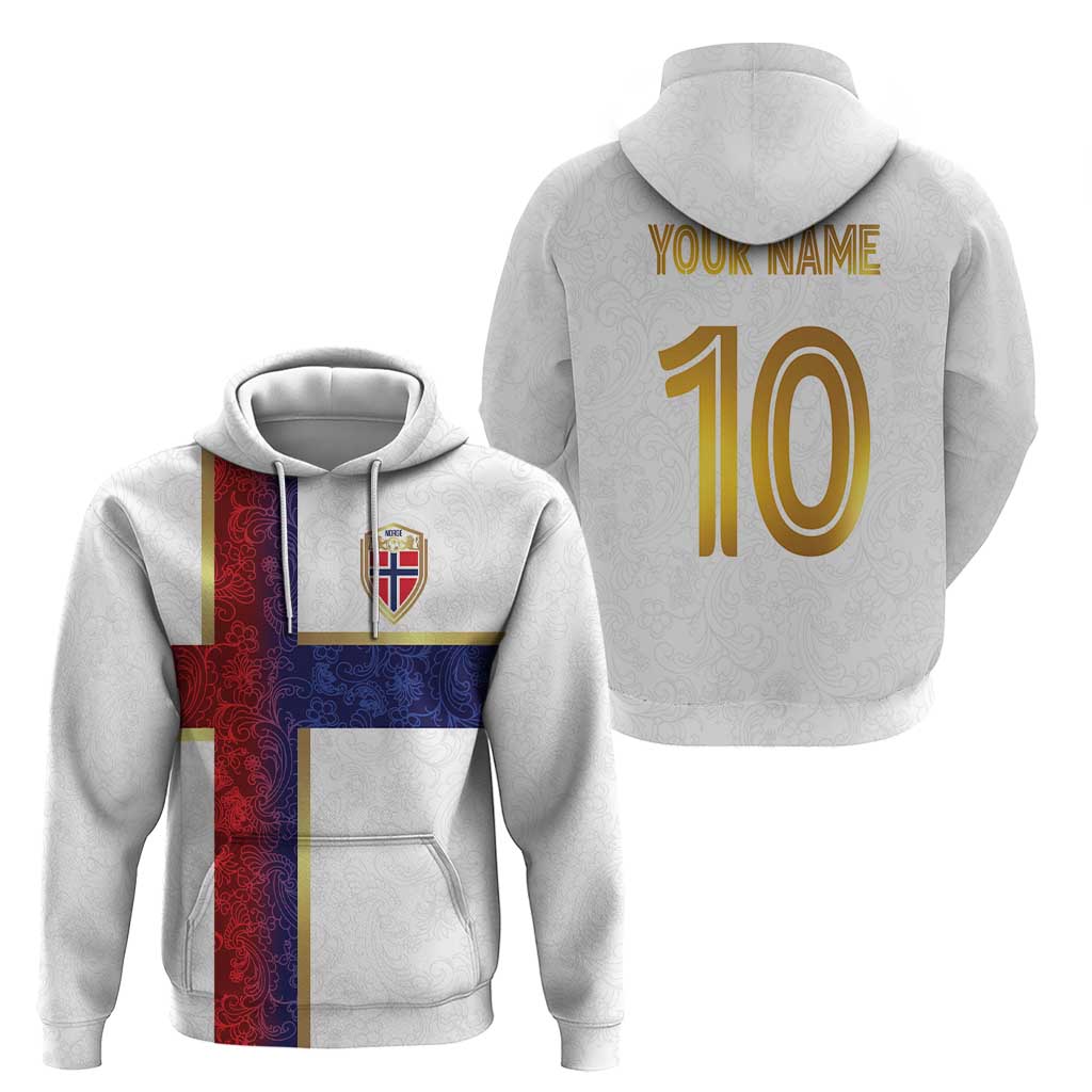Custom Norway Football Hoodie Norwegian Flag Style with Rosemaling Pattern LT03