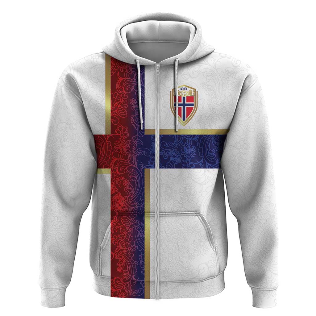 Custom Norway Football Hoodie Norwegian Flag Style with Rosemaling Pattern LT03