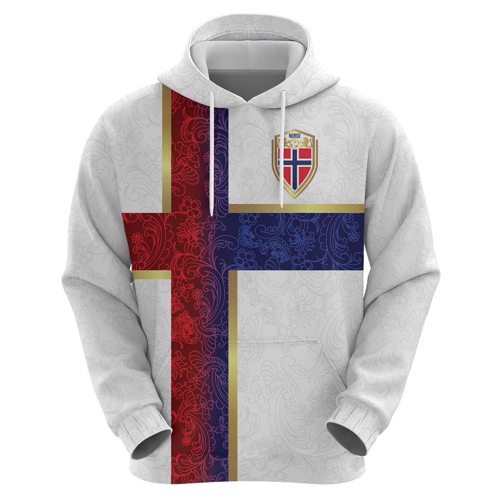Custom Norway Football Hoodie Norwegian Flag Style with Rosemaling Pattern LT03