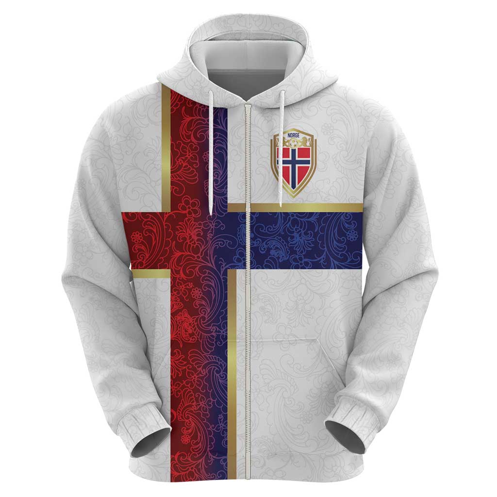 Custom Norway Football Hoodie Norwegian Flag Style with Rosemaling Pattern LT03