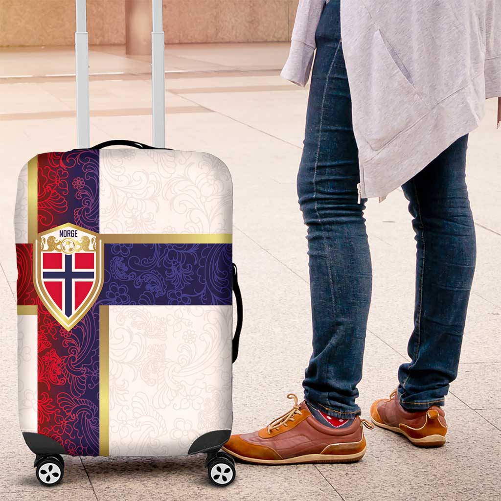 Norway Football Luggage Cover Norwegian Flag Style with Rosemaling Pattern LT03