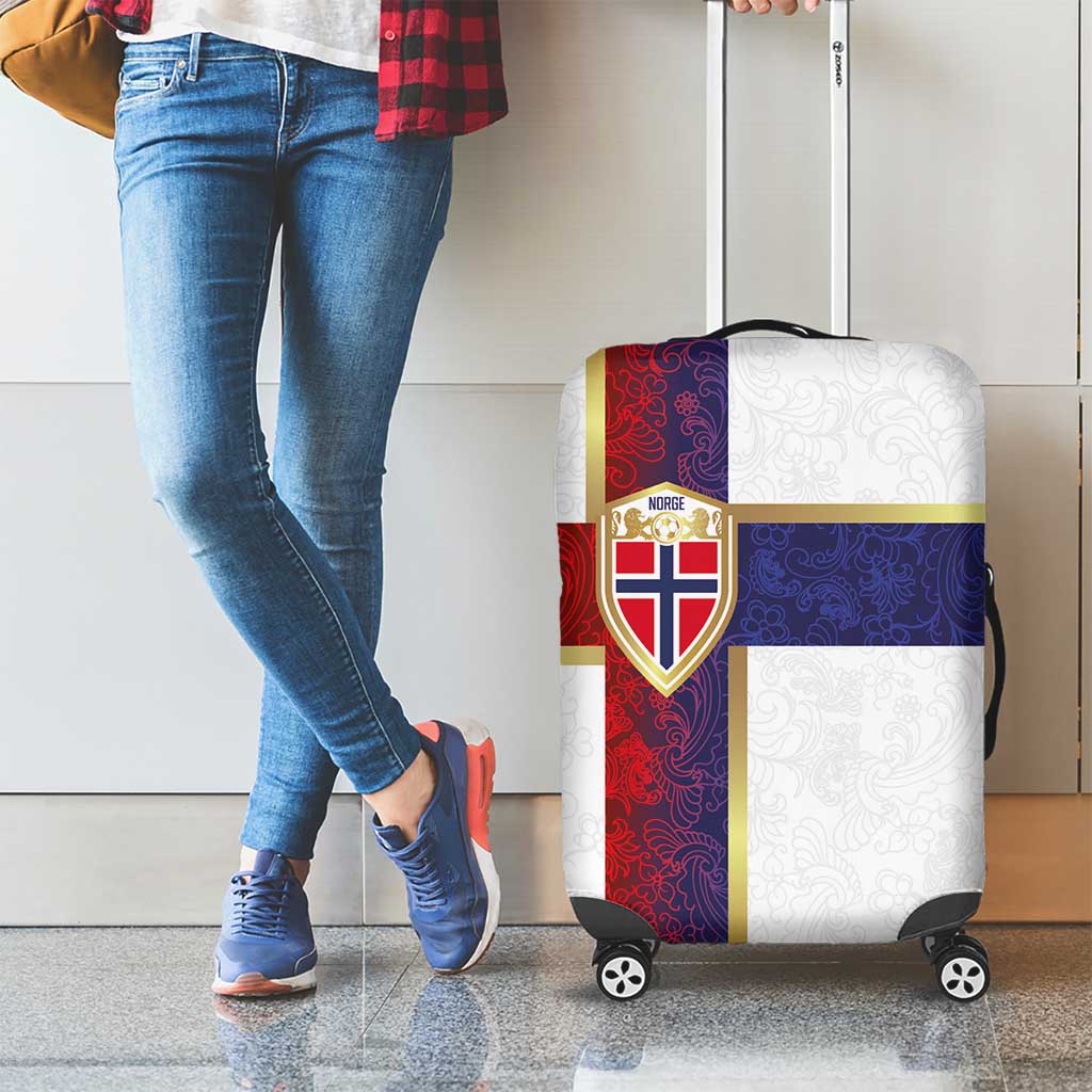 Norway Football Luggage Cover Norwegian Flag Style with Rosemaling Pattern LT03