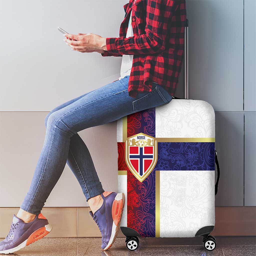 Norway Football Luggage Cover Norwegian Flag Style with Rosemaling Pattern LT03