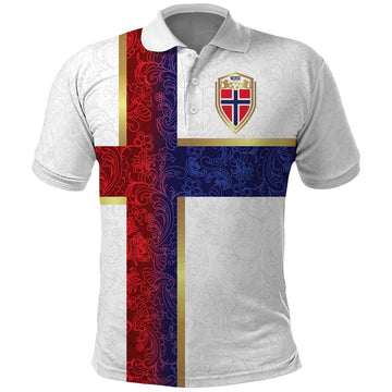 Custom Norway Football Polo Shirt Norwegian Flag Style with Rosemaling Pattern LT03