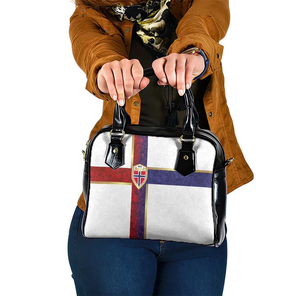 Norway Football Shoulder Handbag Norwegian Flag Style with Rosemaling Pattern LT03