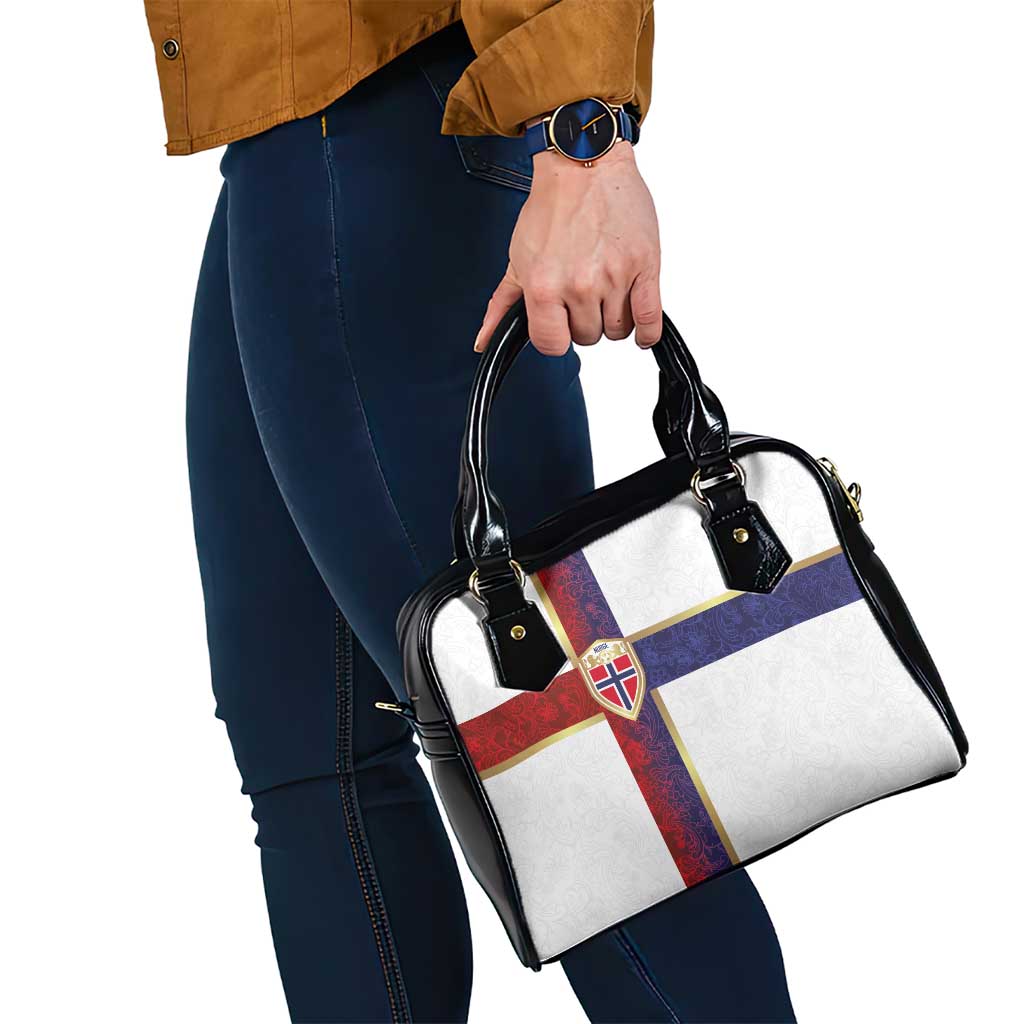 Norway Football Shoulder Handbag Norwegian Flag Style with Rosemaling Pattern LT03
