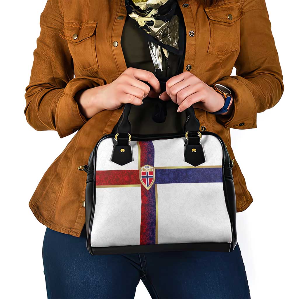 Norway Football Shoulder Handbag Norwegian Flag Style with Rosemaling Pattern LT03
