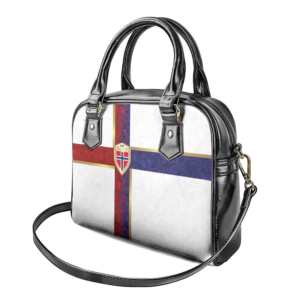 Norway Football Shoulder Handbag Norwegian Flag Style with Rosemaling Pattern LT03