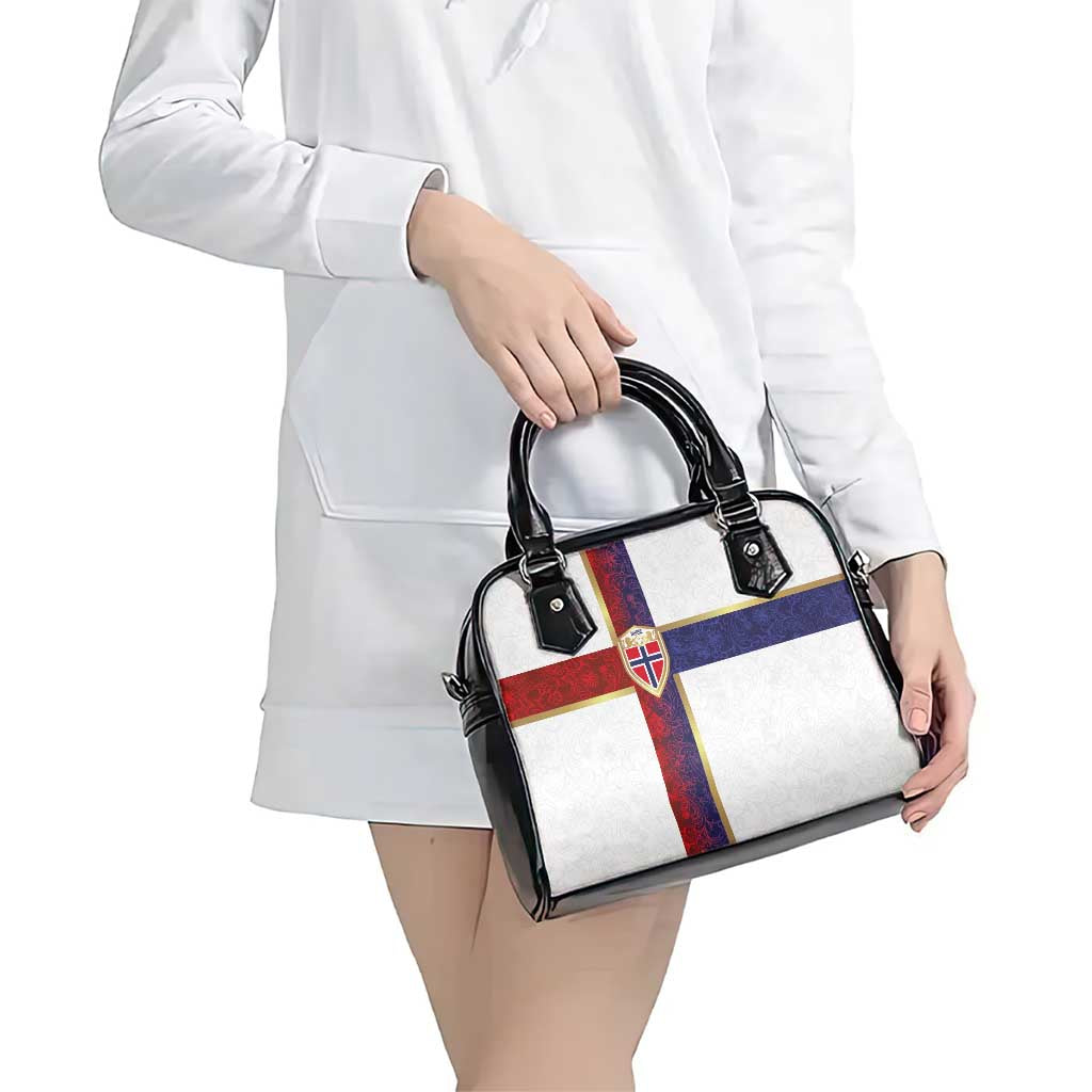 Norway Football Shoulder Handbag Norwegian Flag Style with Rosemaling Pattern LT03