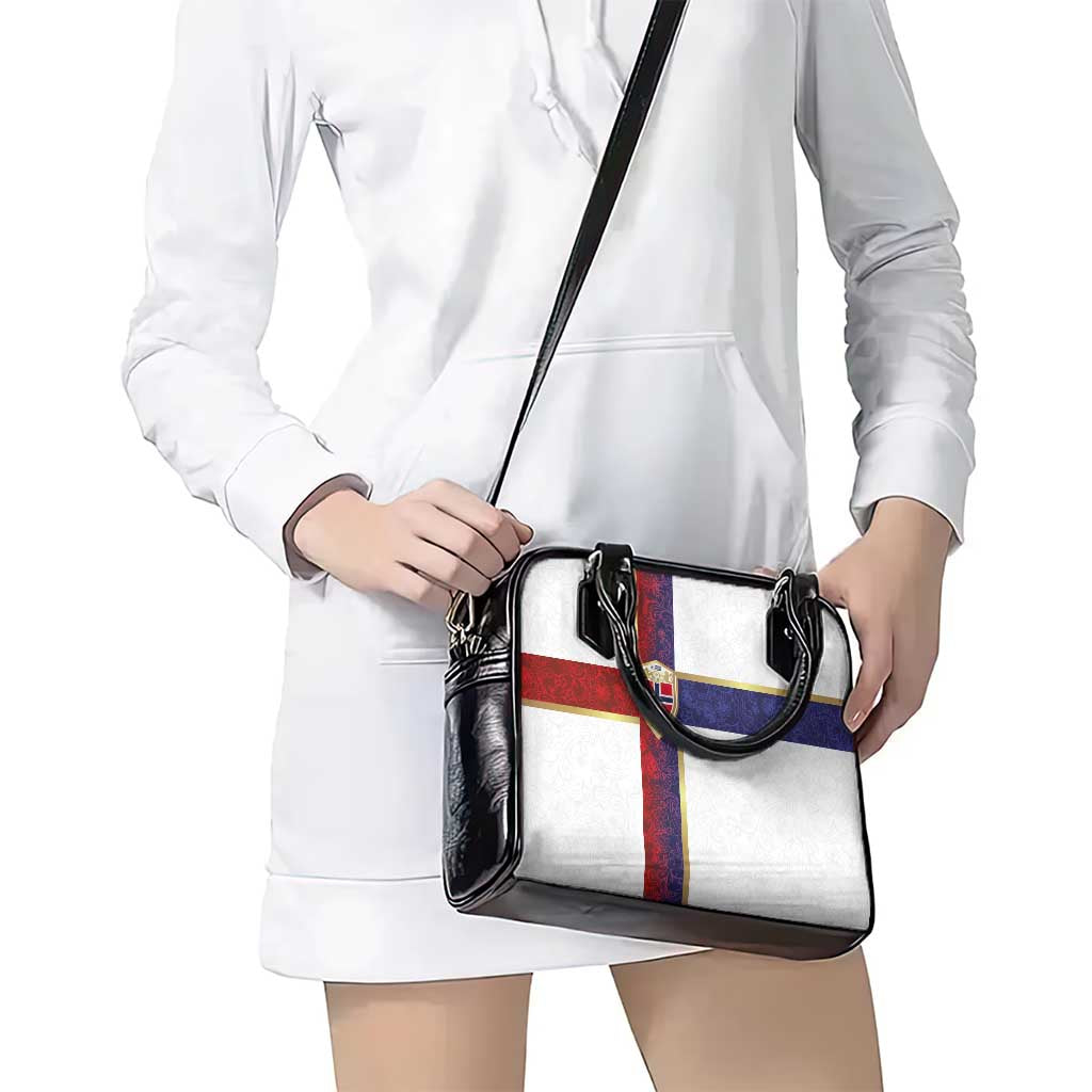 Norway Football Shoulder Handbag Norwegian Flag Style with Rosemaling Pattern LT03