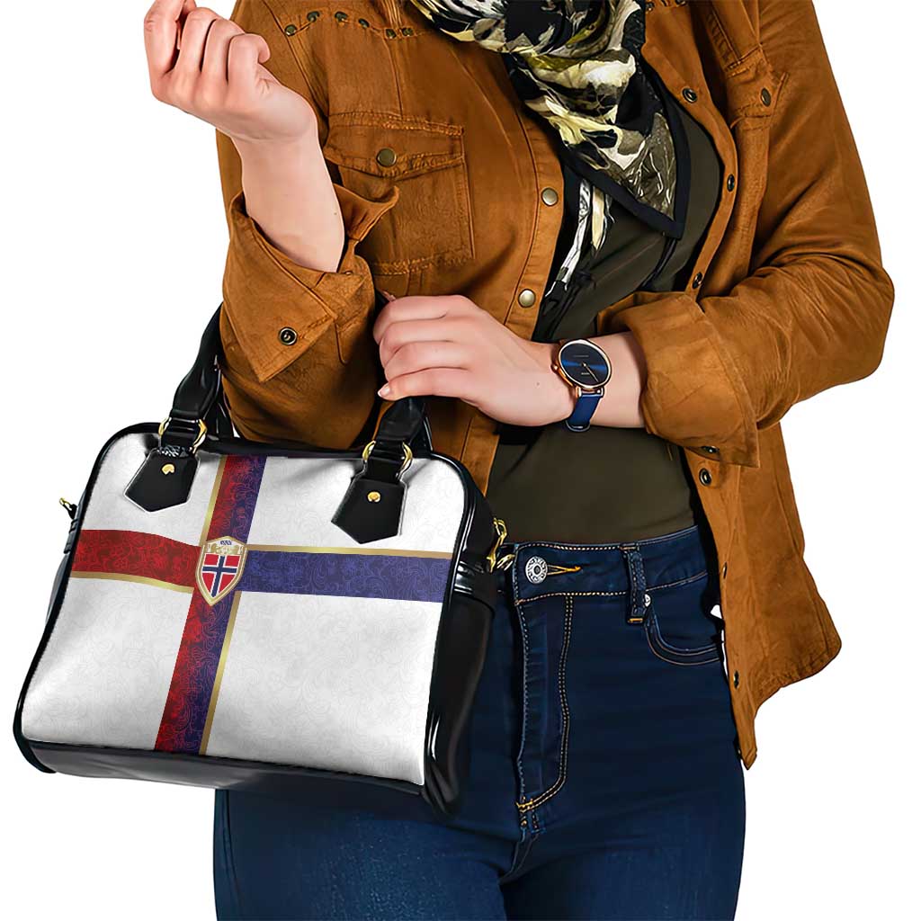 Norway Football Shoulder Handbag Norwegian Flag Style with Rosemaling Pattern LT03