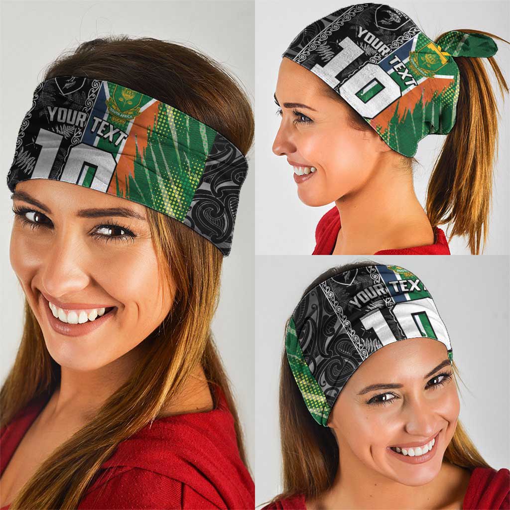 Custom Aotearoa South Africa Rugby Freedom Cup Neck Gaiter Maori Silver Fern Art and Sporty Flag SA LT03