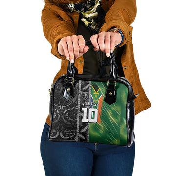 Custom Aotearoa South Africa Rugby Freedom Cup Shoulder Handbag Maori Silver Fern Art and Sporty Flag SA LT03