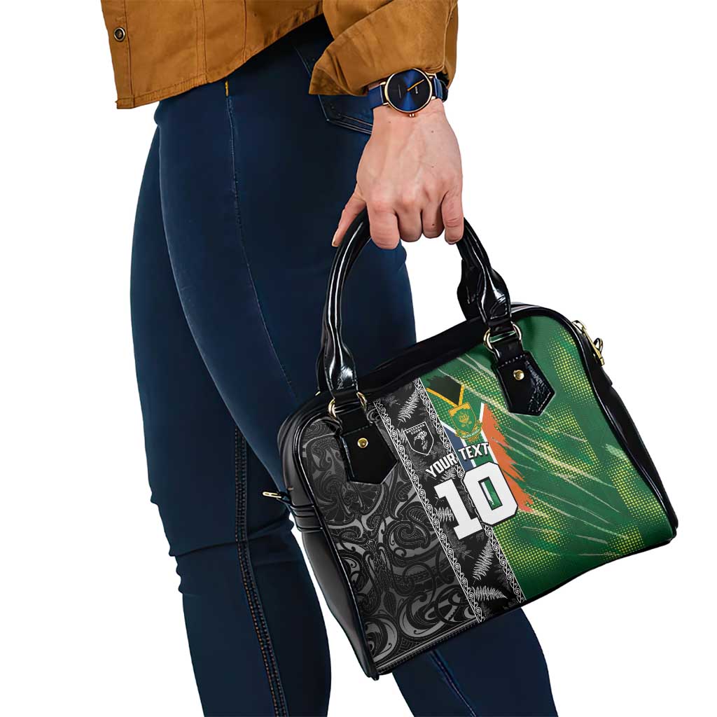 Custom Aotearoa South Africa Rugby Freedom Cup Shoulder Handbag Maori Silver Fern Art and Sporty Flag SA LT03