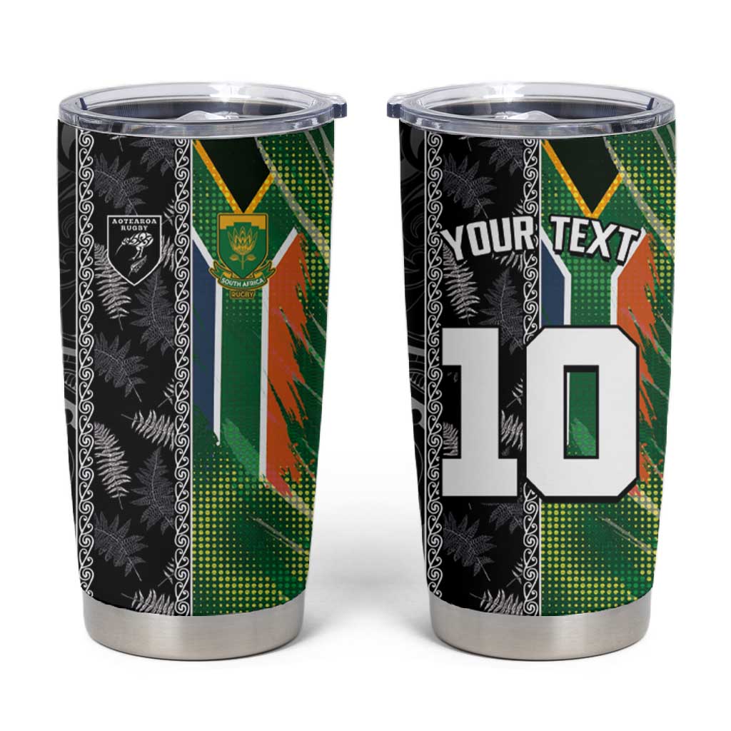 Custom Aotearoa South Africa Rugby Freedom Cup Tumbler Cup Maori Silver Fern Art and Sporty Flag SA LT03