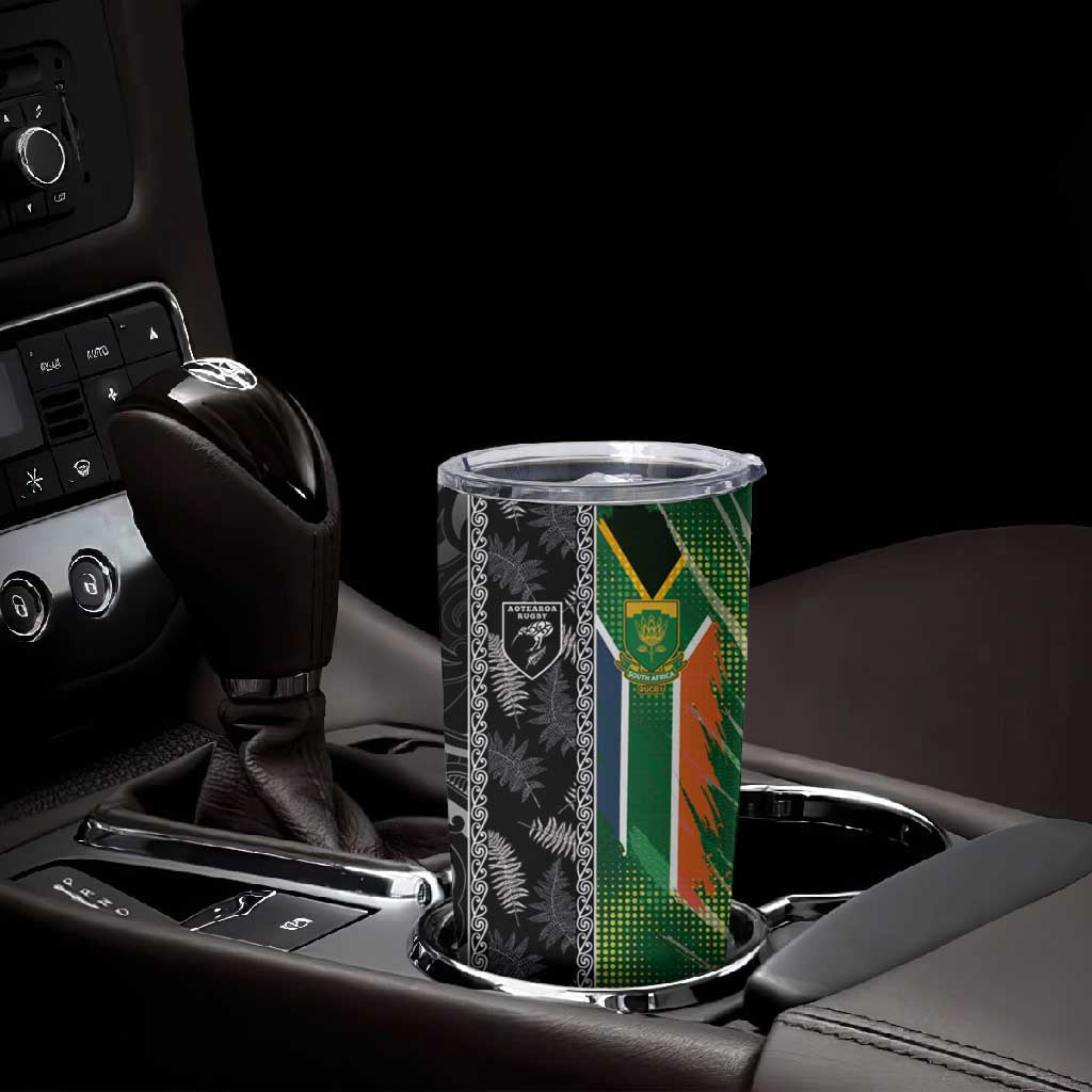Custom Aotearoa South Africa Rugby Freedom Cup Tumbler Cup Maori Silver Fern Art and Sporty Flag SA LT03