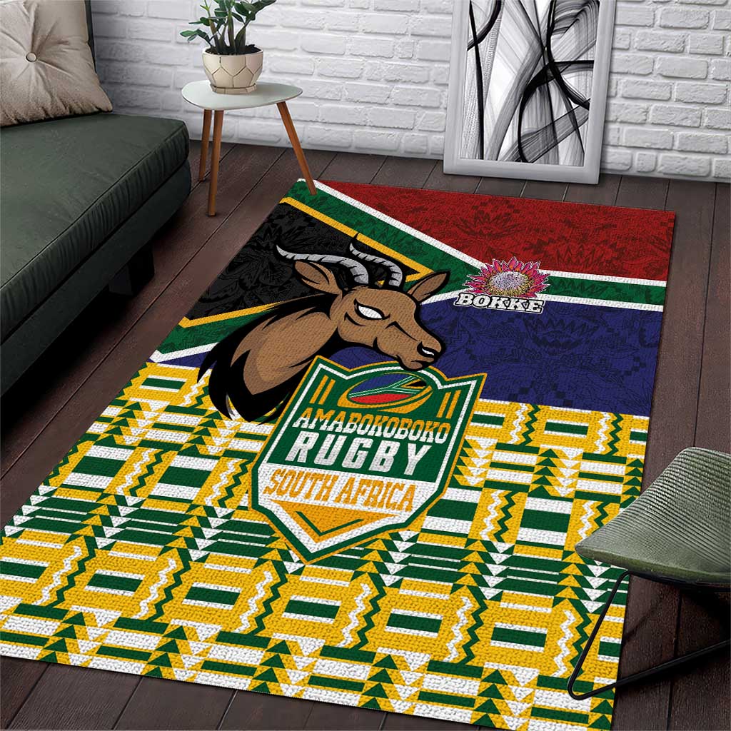 South Africa Rugby Area Rug Go Bokke-Amabokoboko Spirit LT03
