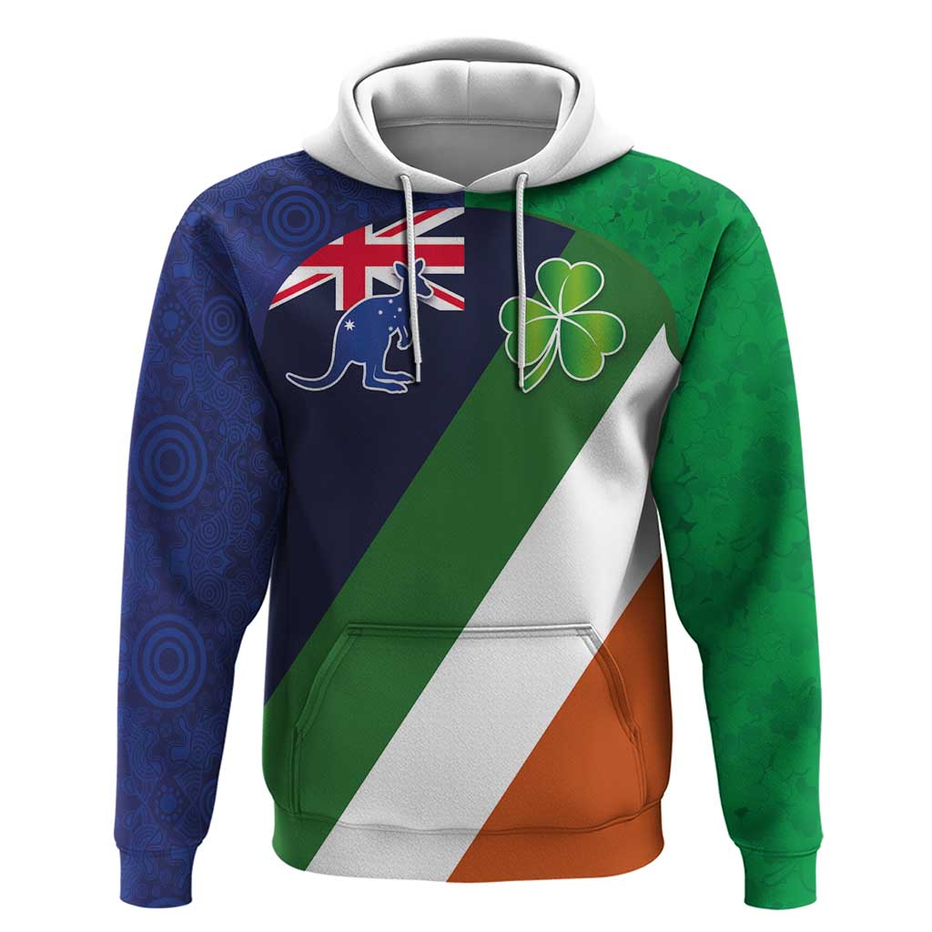 Custom Ireland and Australia Hoodie Shamrocks and Aboriginal Art LT03