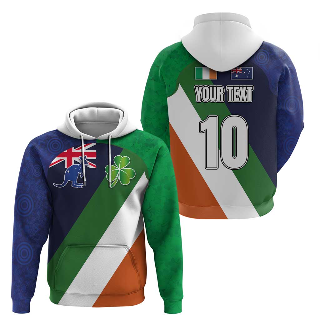 Custom Ireland and Australia Hoodie Shamrocks and Aboriginal Art LT03