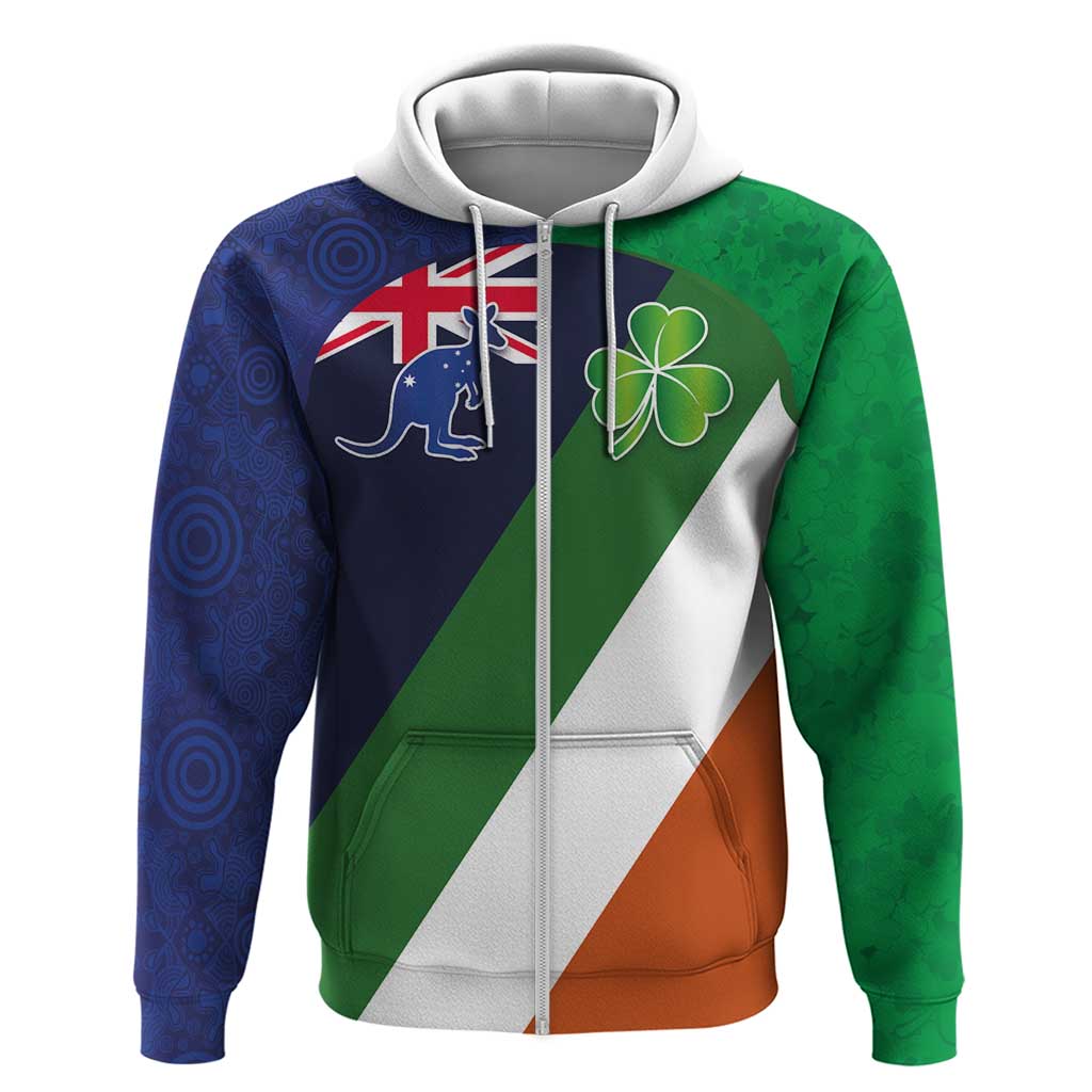 Custom Ireland and Australia Hoodie Shamrocks and Aboriginal Art LT03