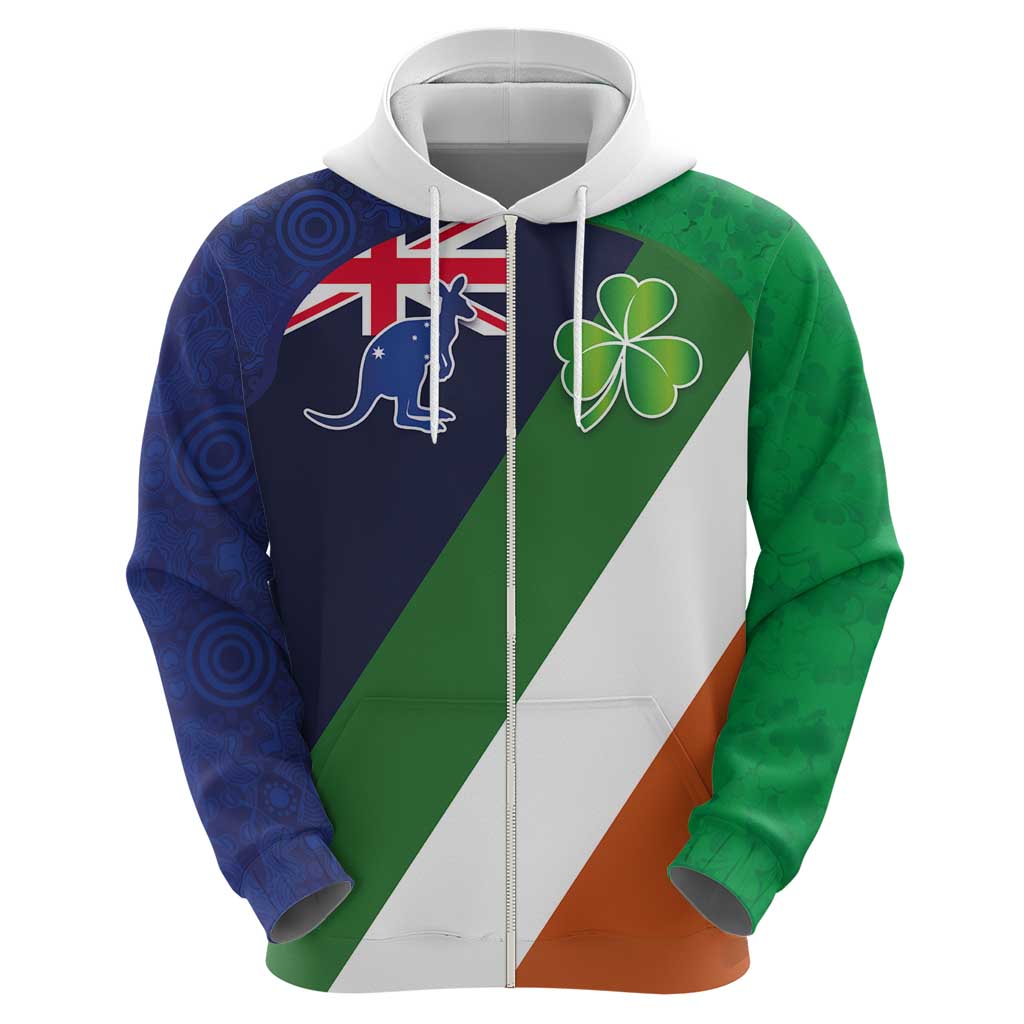 Custom Ireland and Australia Hoodie Shamrocks and Aboriginal Art LT03