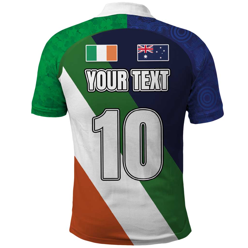 Custom Ireland and Australia Polo Shirt Shamrocks and Aboriginal Art LT03