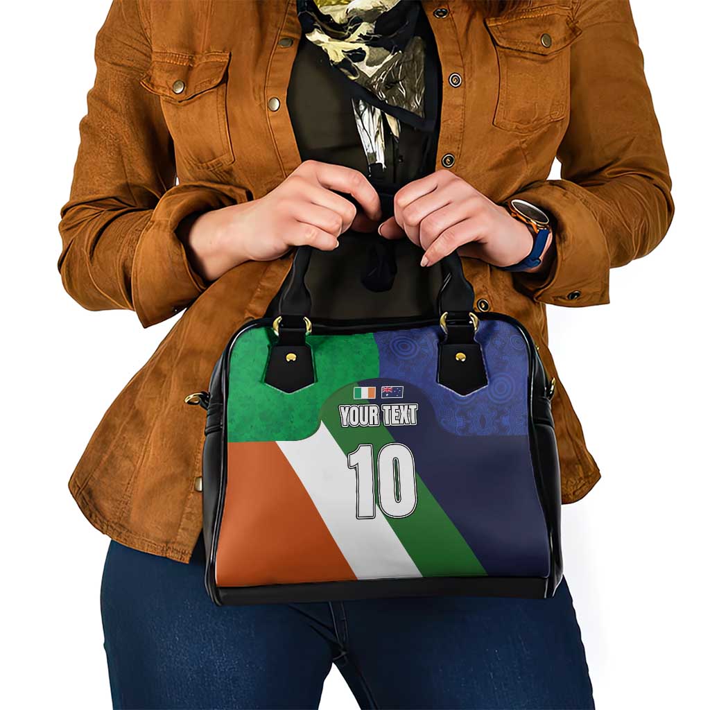Custom Ireland and Australia Shoulder Handbag Shamrocks and Aboriginal Art LT03