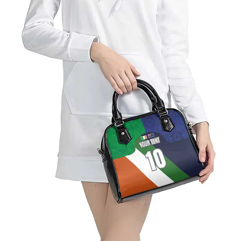Custom Ireland and Australia Shoulder Handbag Shamrocks and Aboriginal Art LT03