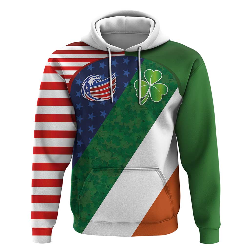 Custom Ireland and United States Hoodie Shamrocks and American Flag Style LT03