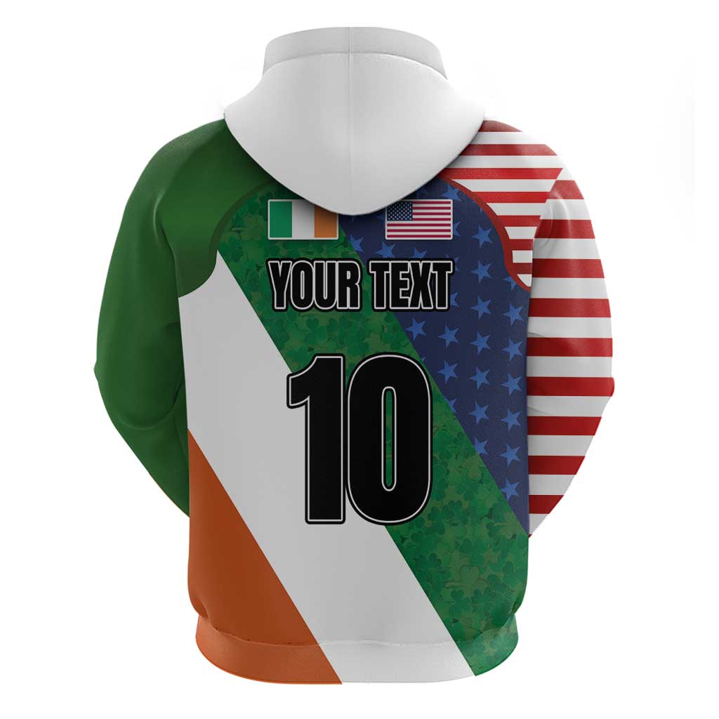 Custom Ireland and United States Hoodie Shamrocks and American Flag Style LT03