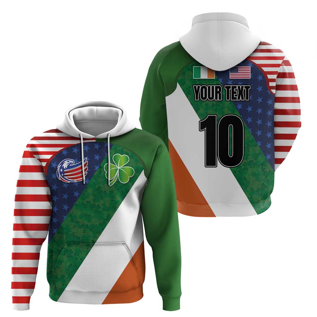 Custom Ireland and United States Hoodie Shamrocks and American Flag Style LT03