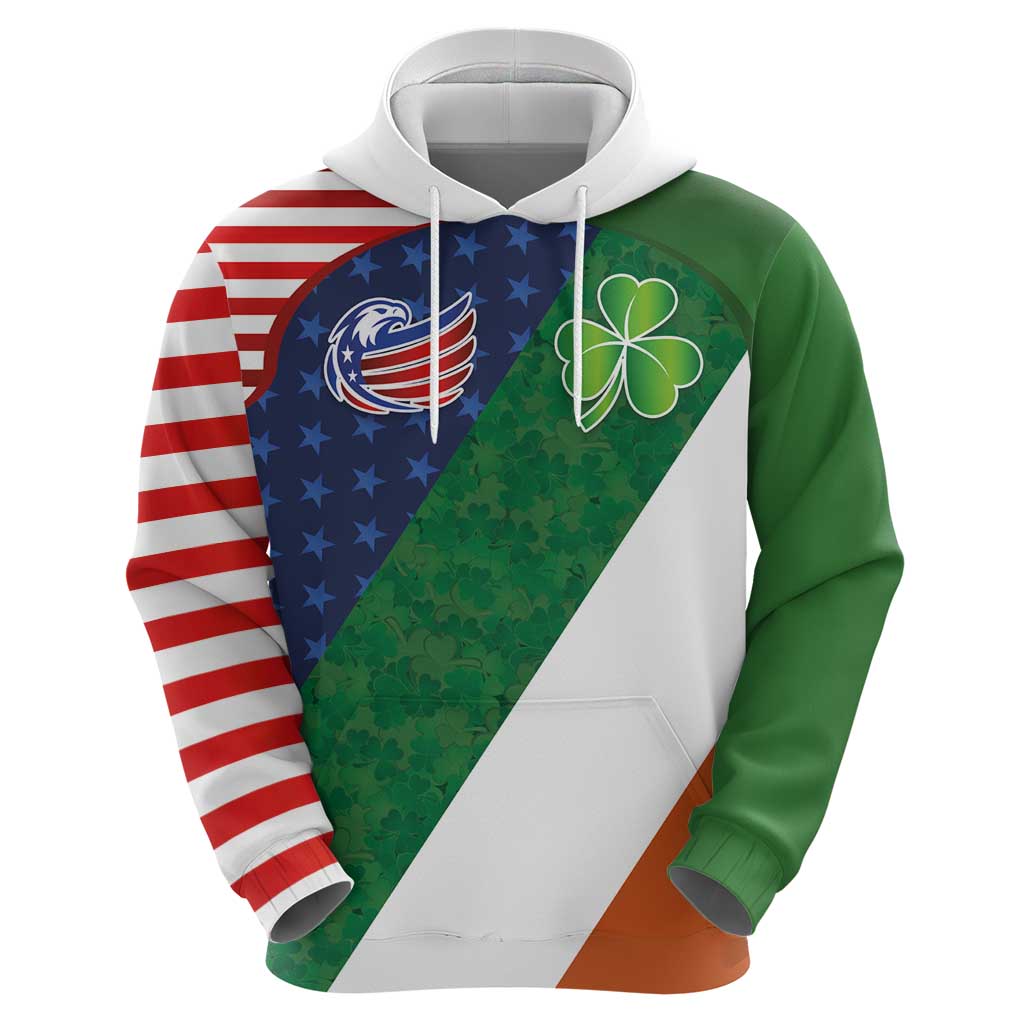 Custom Ireland and United States Hoodie Shamrocks and American Flag Style LT03