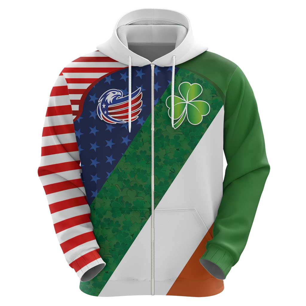 Custom Ireland and United States Hoodie Shamrocks and American Flag Style LT03