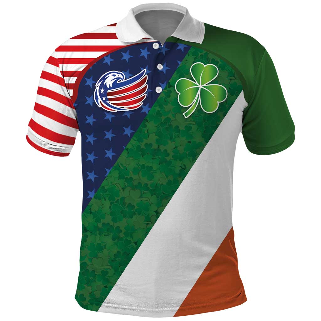 Custom Ireland and United States Polo Shirt Shamrocks and American Flag Style LT03