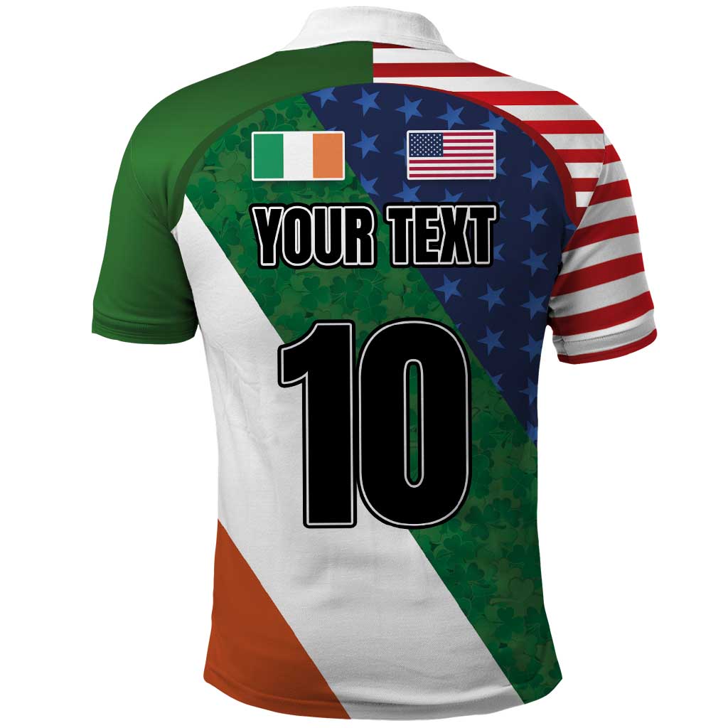 Custom Ireland and United States Polo Shirt Shamrocks and American Flag Style LT03
