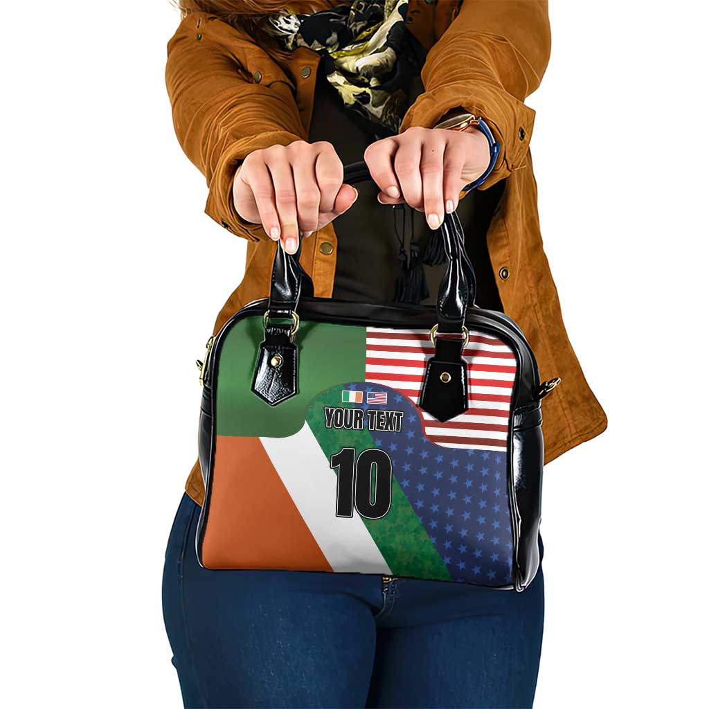 Custom Ireland and United States Shoulder Handbag Shamrocks and American Flag Style LT03