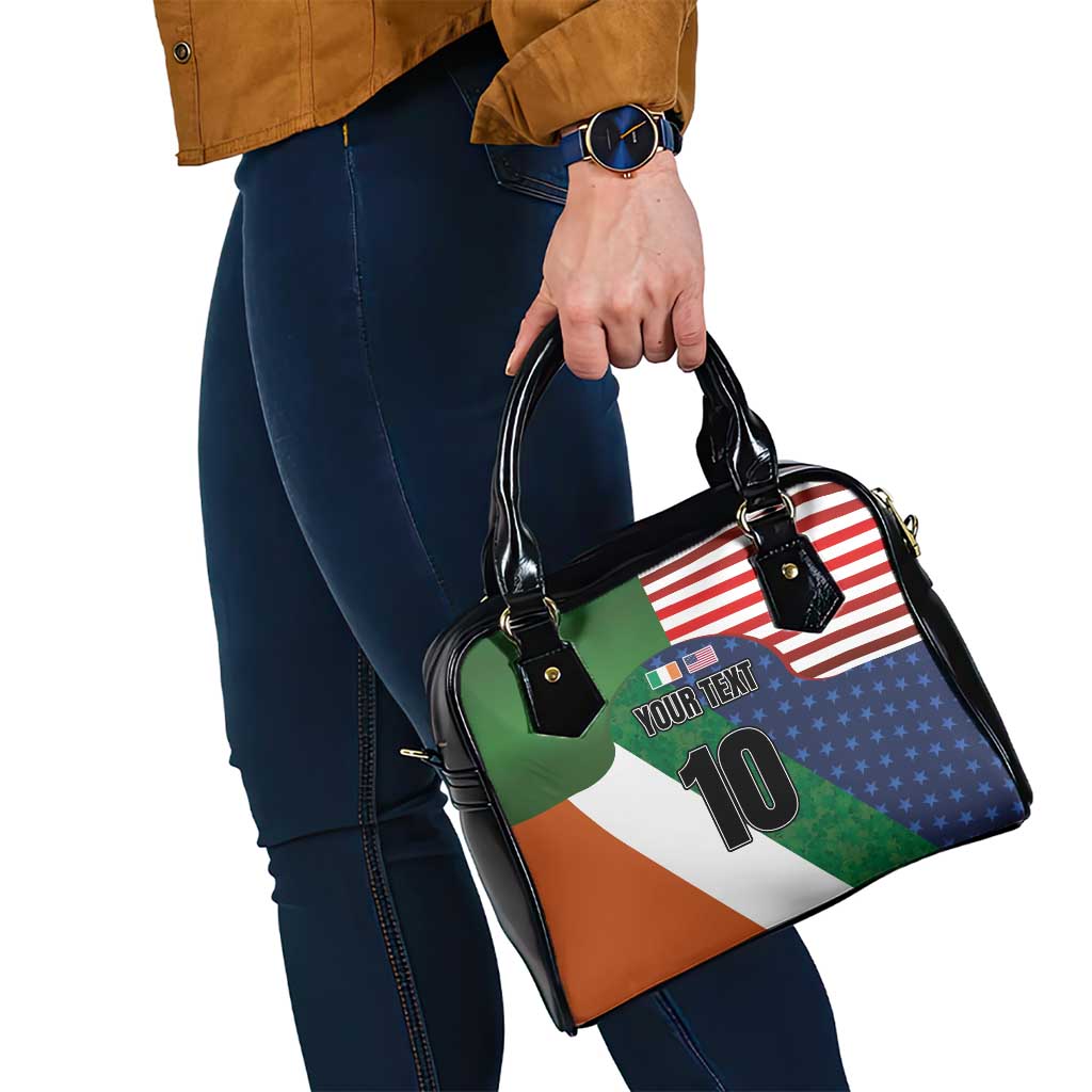 Custom Ireland and United States Shoulder Handbag Shamrocks and American Flag Style LT03