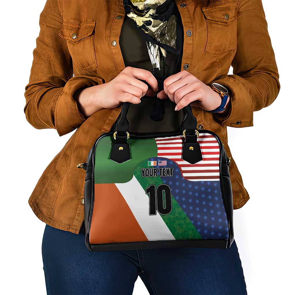 Custom Ireland and United States Shoulder Handbag Shamrocks and American Flag Style LT03