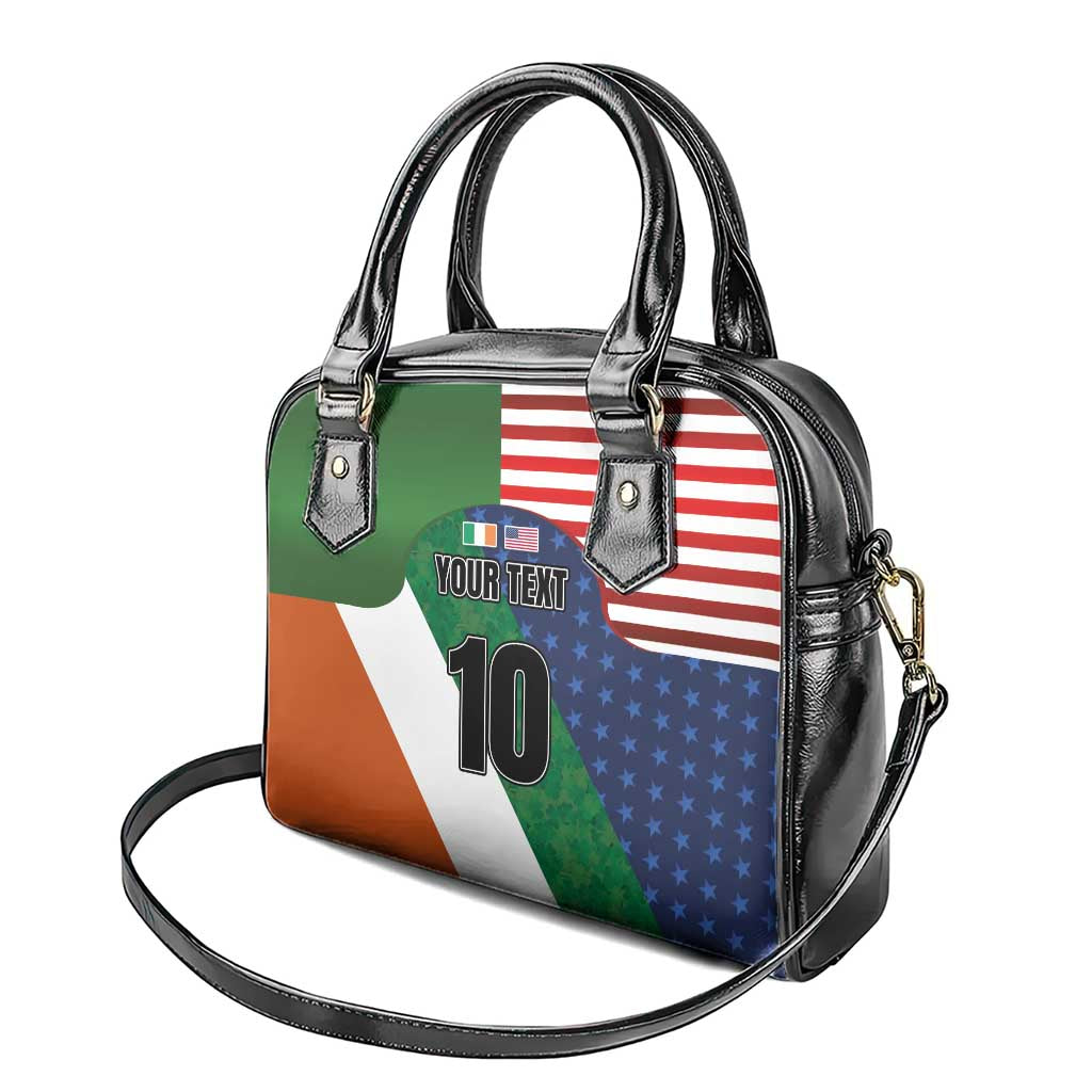Custom Ireland and United States Shoulder Handbag Shamrocks and American Flag Style LT03