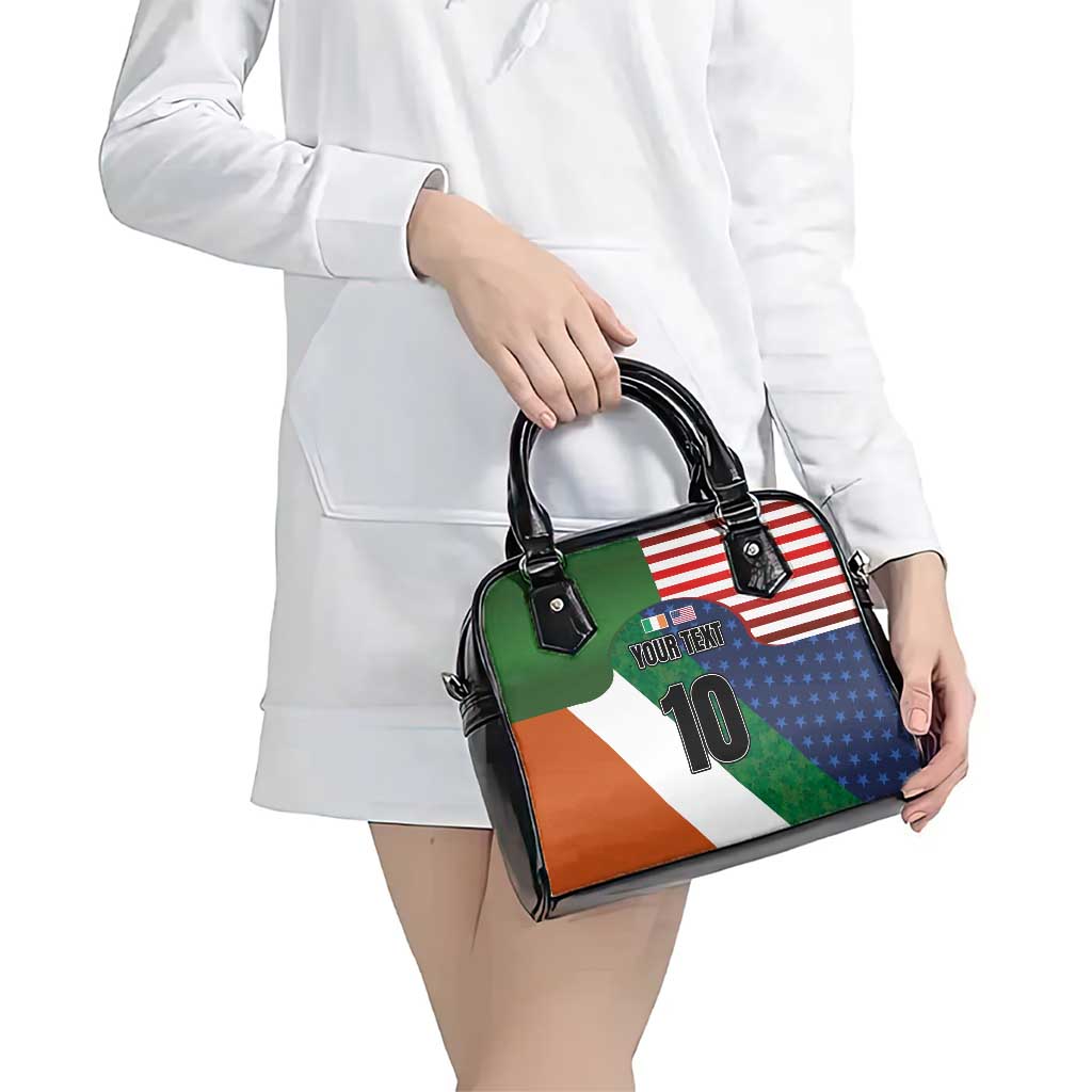 Custom Ireland and United States Shoulder Handbag Shamrocks and American Flag Style LT03
