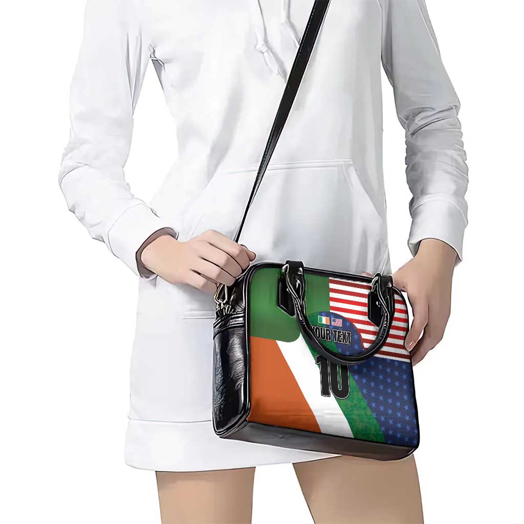 Custom Ireland and United States Shoulder Handbag Shamrocks and American Flag Style LT03
