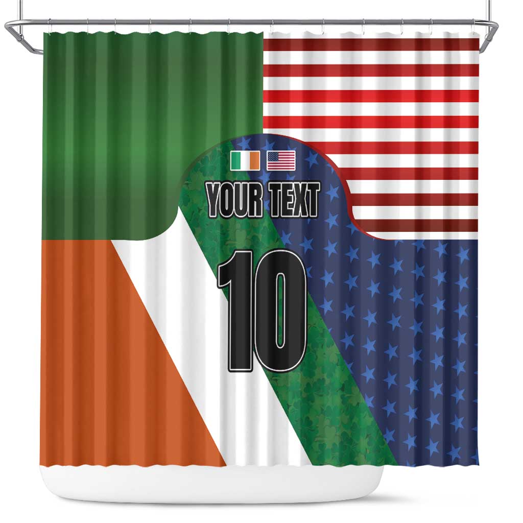 Custom Ireland and United States Shower Curtain Shamrocks and American Flag Style LT03